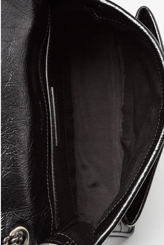 Black Crinkled Calfskin Leather Baby Niki Bag