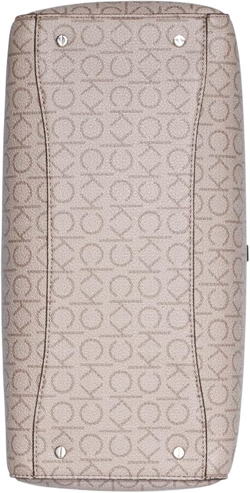 Calvin Klein Becky Tote Bag – 2 in 1, Vegan Leather, Monogram, 3 Pockets