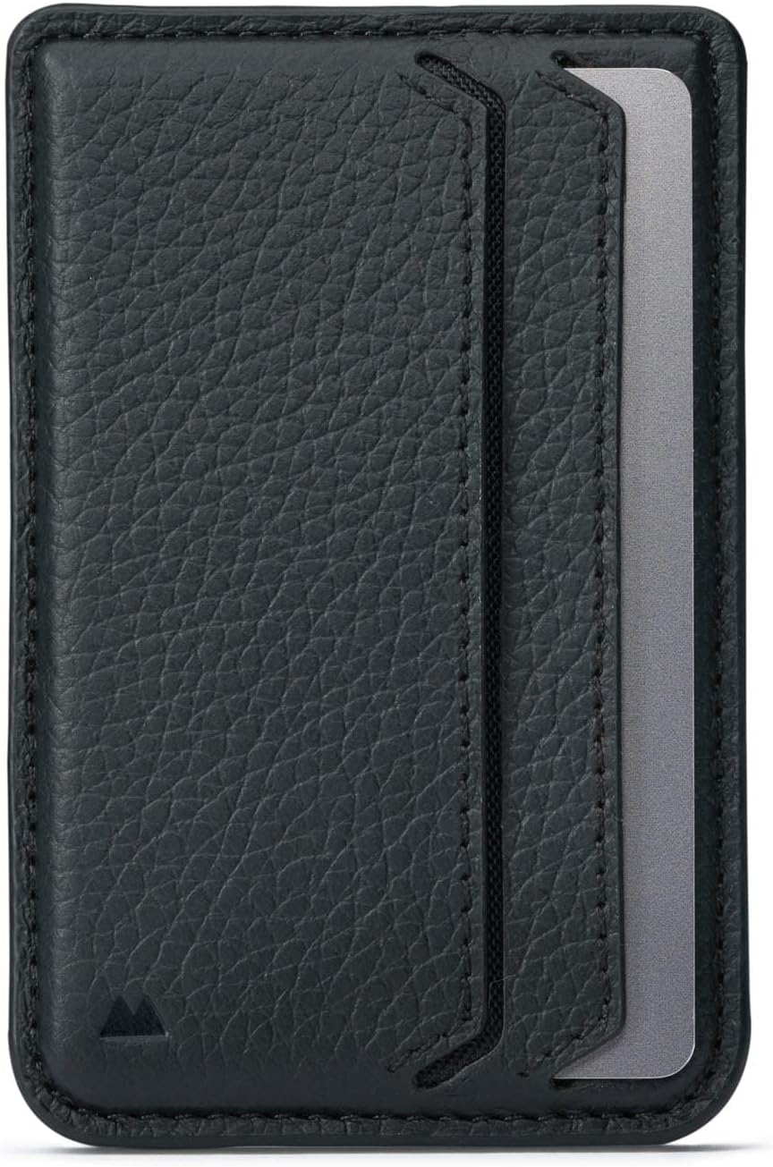 Mous – MagSafe Compatible Wallet Card Holder – Cell Phone Magnetic Wallet for iPhone 15141312 Series Phones – MagSafe Compatible Accessory - Black Leather