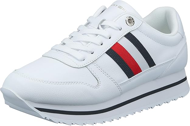 Tommy Hilfiger Women's Corporate Lifestyle Runner Fw0Fw06744 Sneaker, White (White), 5 UK