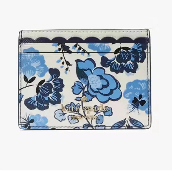 Kate Spade Madison Vase Wallet Floral Small Slim Card Holder Mini Wallet Peacock