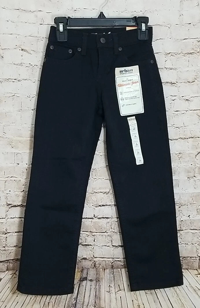 Urban Pipeline Boys Size 6 Reg Ultimate Jean Straight Leg Adjustable Waist Black
