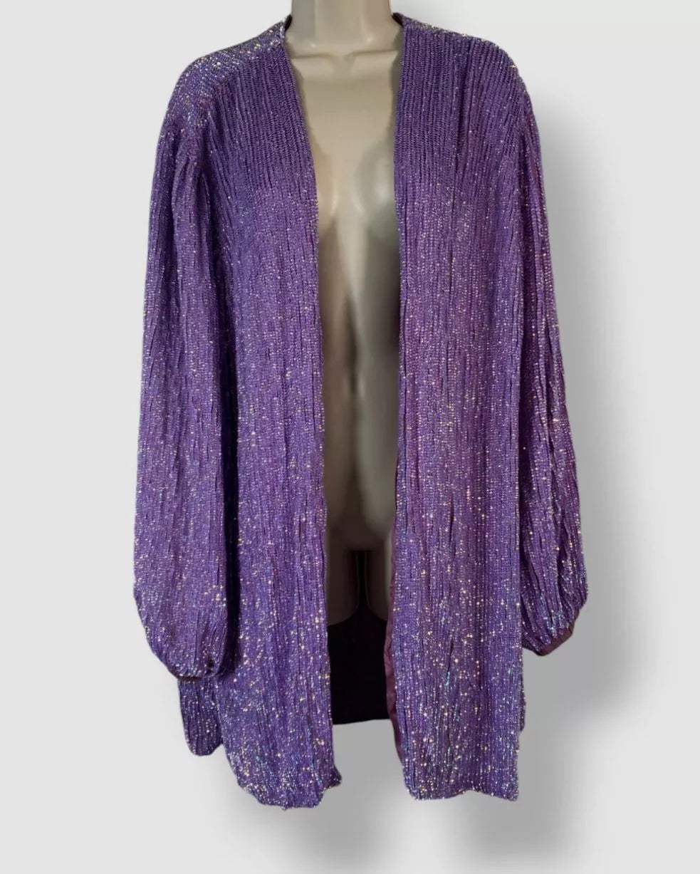 Retrofête Women's Purple Sequin Self-Tie Gabrielle Wrap Dress Size L