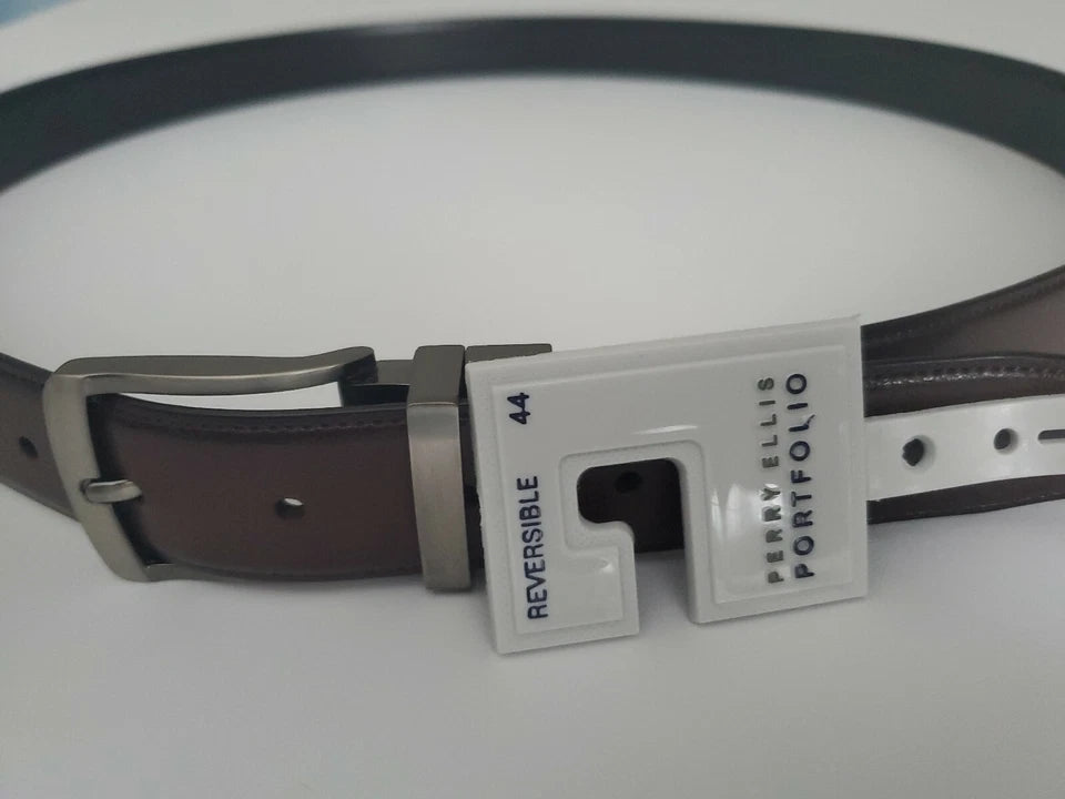 Mens Dress Belt Size 44, Reversible Perry Ellis. Black and Brown, cinturon homb