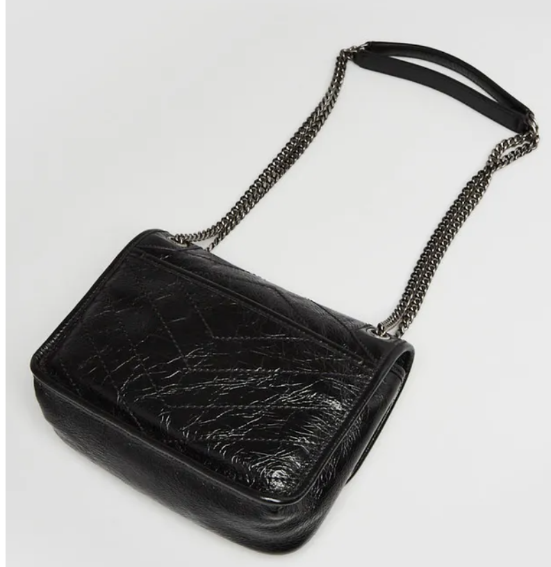 Black Crinkled Calfskin Leather Baby Niki Bag