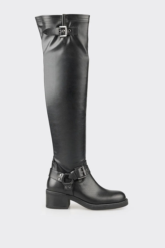 Manually Siyah Kadın Düz Çizme