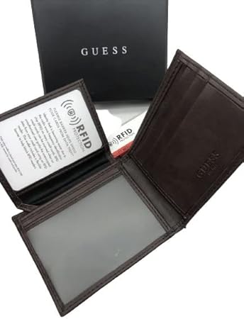 GUESS Men's Los Angeles Leather Bi-Fold Wallet RFID Protection - Brown