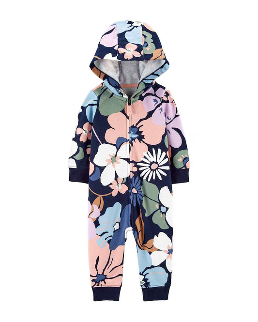 Floral Baby Jumpsuit with Zipper and Multicolor Hood | Carter's