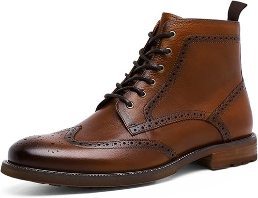 OBUMI Men boots Spring Men Boots Style Formal Men Shoes Casual Designer Lace-up (Color : Brown, Size : 7)