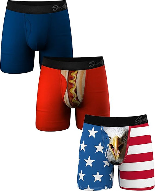 shinesty mens Boxer With Fly 3 Pack Boxer with Fly 3 Pack (pack of 1)