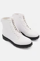 Men Faux-Leather Lace-Up Brody Boots, White