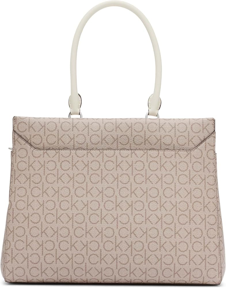 Calvin Klein Becky Tote Bag – 2 in 1, Vegan Leather, Monogram, 3 Pockets