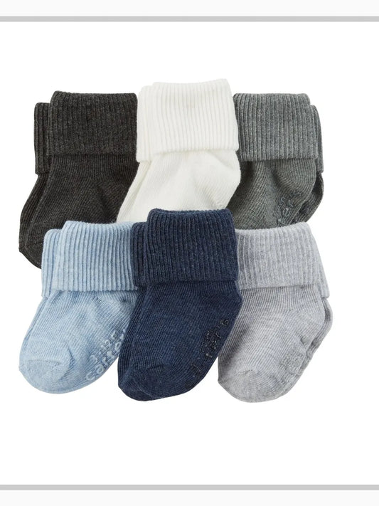 Pack Of 6 Pairs Of Carters Brand Socks 0 To 3 Months - Light Blue - From 0 To 3 Months