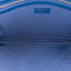 Chanel Large Blue Quilted Chanel Clutch Bag in Sheepskin