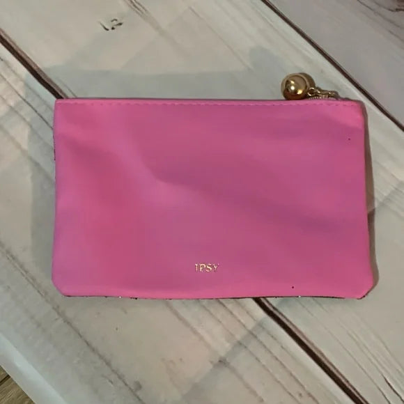 December 2023 Ipsy Sparkle Pink & Green Block Cosmetic Glam Bag