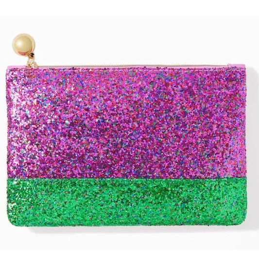 December 2023 Ipsy Sparkle Pink & Green Block Cosmetic Glam Bag