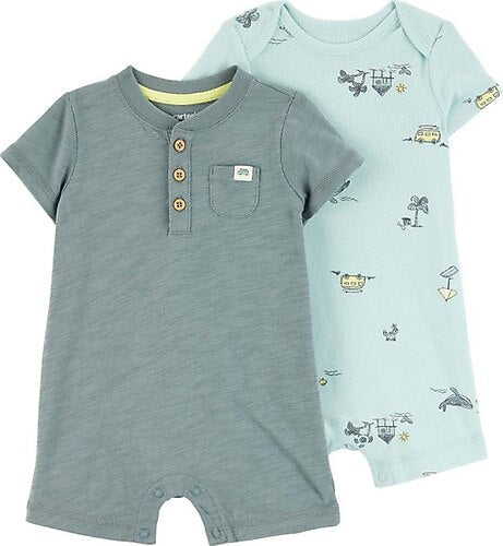 Carter's Layette Erkek Bebek Tulum Set 2'li Paket - Mavi - 6 Ay