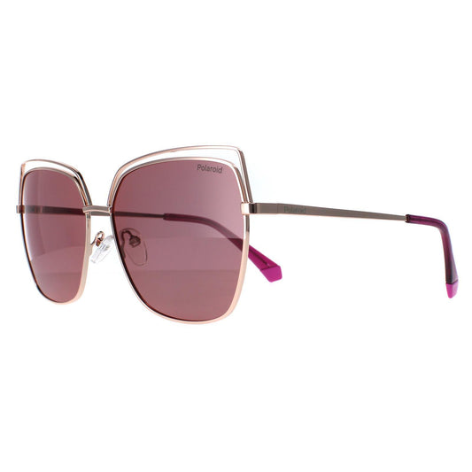 Polaroid Square Womens Gold Copper Pink Polarized Sunglasses