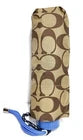Coach Mini Umbrella Signature Print UV Protection Racer Blue Silver Khaki NWT