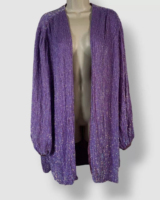 Retrofête Women's Purple Sequin Self-Tie Gabrielle Wrap Dress Size L