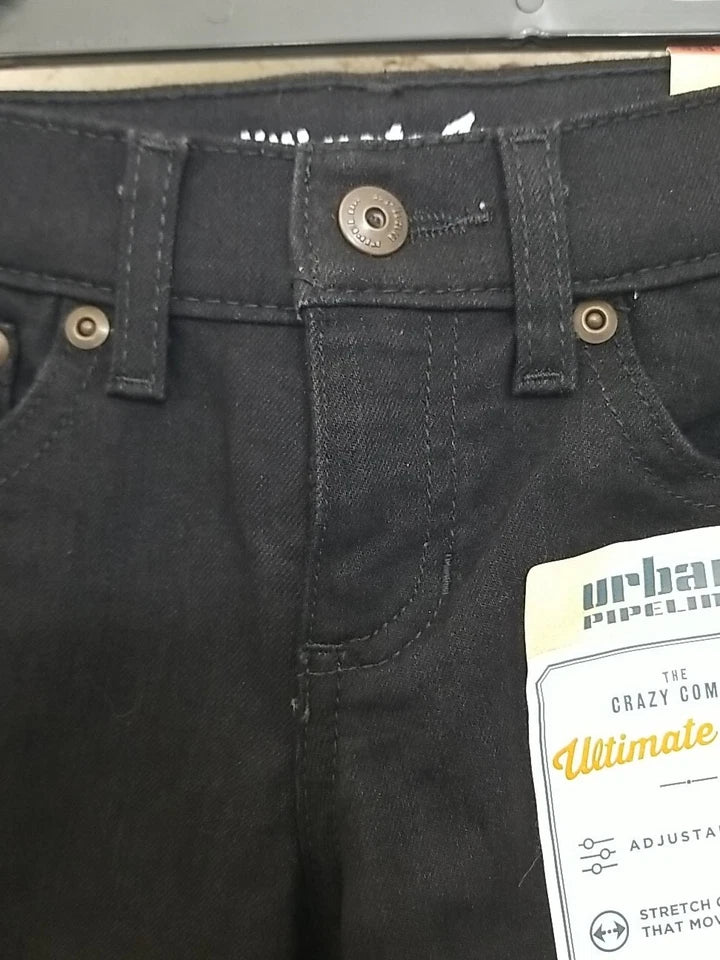 Urban Pipeline Boys Size 6 Reg Ultimate Jean Straight Leg Adjustable Waist Black